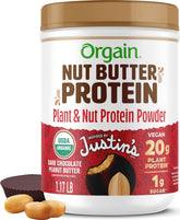 Orgain jar front view showing product branding and flavor benefits