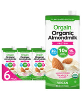 Orgain front packaging showing carton and label with organic benefits