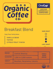 The Organic Coffee Co. inside view of ground Arabica coffee conveying freshness