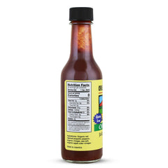 Organic Harvest habanero bottle label detail showing organic certification and bold spice