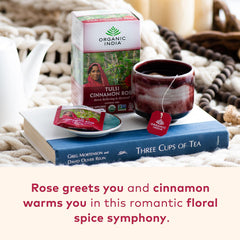 ORGANIC INDIA close-up of tea bag and tulsi leaf texture benefits