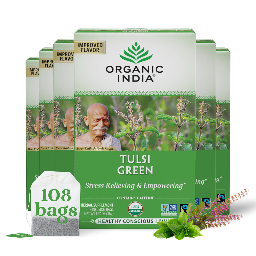 ORGANIC INDIA front box view showing product and organic benefit