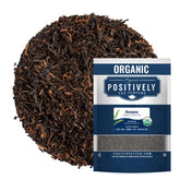 Organic Positively Tea Company front packaging showing 4 oz pouch and organic badge