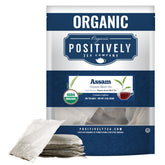 Organic Positively Tea Company front packaging showing 100-count and organic badge for convenience