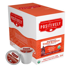 Close-up of a single recyclable pod showing Organic Positively Tea Company clarity benefit