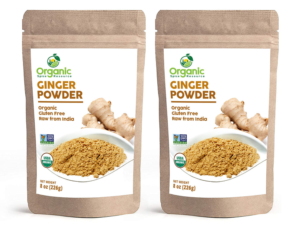 Organic Spice Resource front packaging showing two resealable kraft bags and certification badges