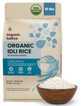 Organic Tattva front packaging showing 10 lb bag and certification benefits