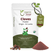 Organic Way front packaging showing 1 lb clove powder and benefits
