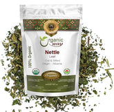 Organic Way front packaging showing 4 oz nettle leaf, easy identification benefit