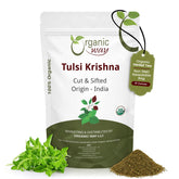 Organic Way front packaging showing Tulsi Krishna leaves and brand freshness
