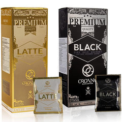 ORGANO front combo pack showing both Black Coffee and Cafe Latte for variety