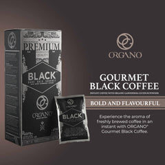 ORGANO espresso beans with Ganoderma powder to show blend components and rich aroma