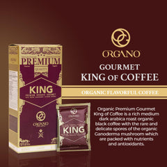 ORGANO open sachet close-up with powder spilling, quick mix benefit