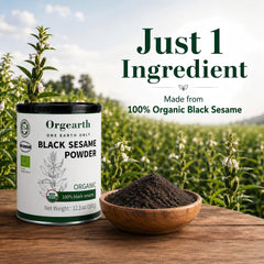 Orgearth smoothie blended with black sesame for creamy taste boost