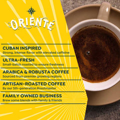 Oriente pod inserted in Keurig brewer delivering fast, consistent cups