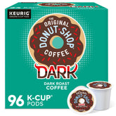 The Original Donut Shop box front showing 96-count and bold branding benefits convenience