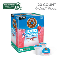 Close-up of a K-Cup pod lid showing brand and easy single-serve preparation benefit