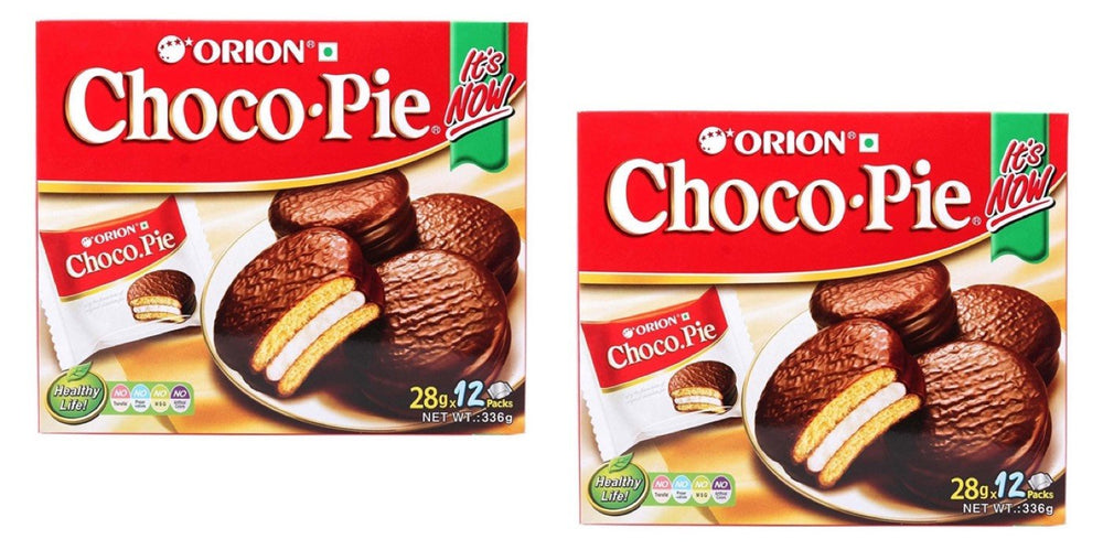 Orion Choco Pie front packaging showing two 12-count boxes and branding for easy identification and bulk value