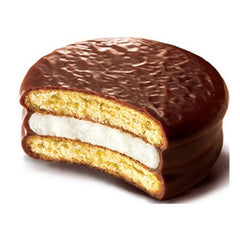 Orion Choco Pie on a snack table with tea, illustrating sharing and quick treat enjoyment