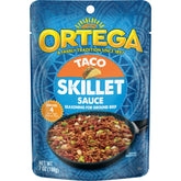 Ortega front packaging showing six 7 ounce pouches and bold taco branding for convenience