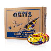Ortiz front packaging gift pack showing elegant tins and premium presentation