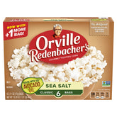 Orville Redenbacher's front box showing avocado oil sea salt and six-count convenience