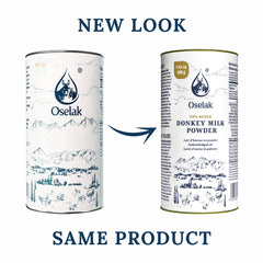 OSELAK open can revealing fine donkey milk powder