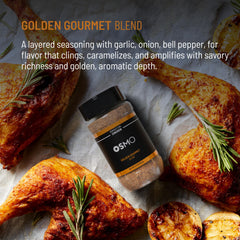 Osmo roasted garlic sea salt sprinkled on bread adding savory depth and finishing crunch