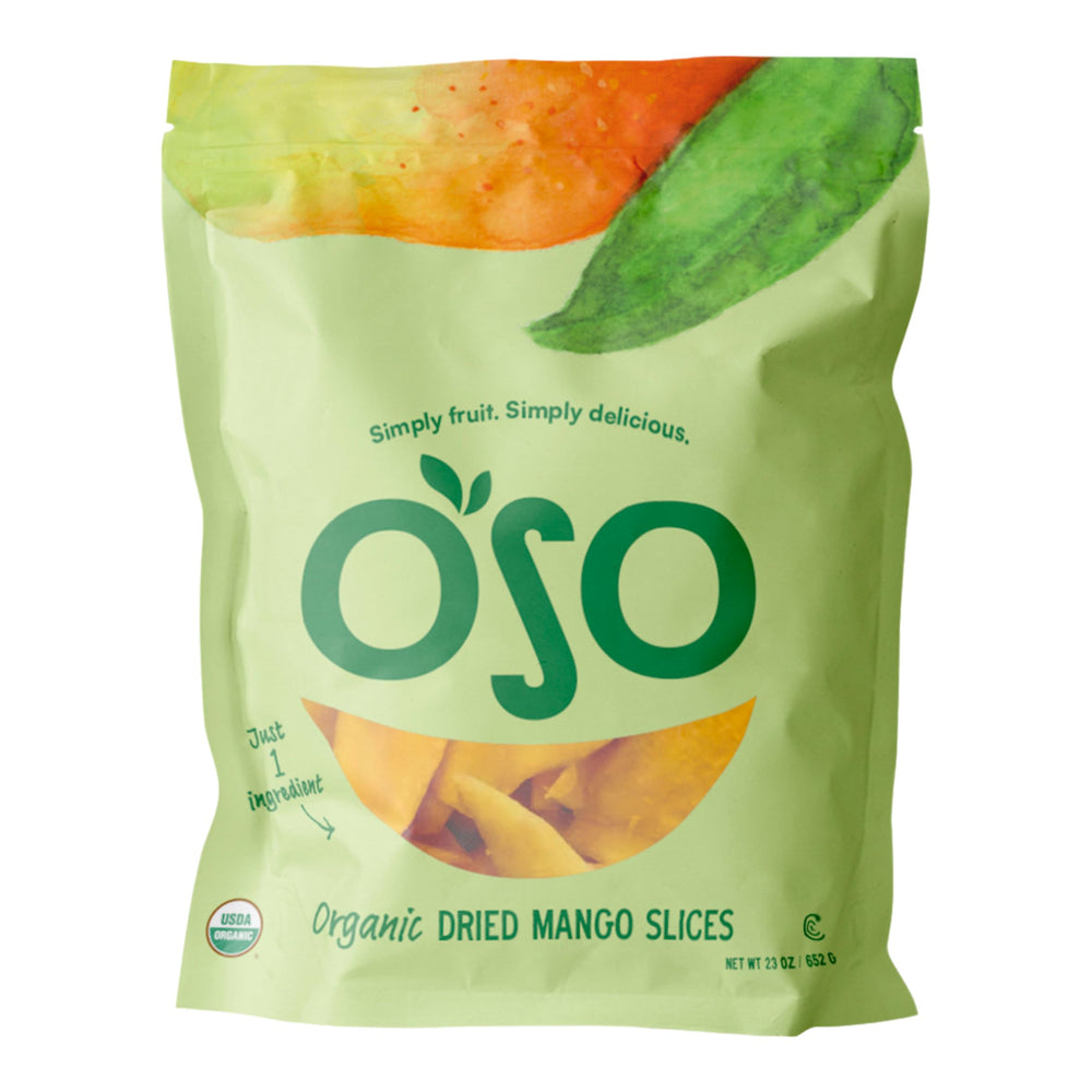 Oso Snacks front packaging showing resealable bag and organic label for convenience