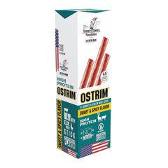Ostrim front packaging showing 10-pack and sweet-spicy benefit