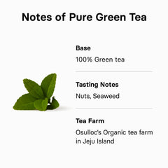 OSULLOC brewed cup top view showing clear green color and mild flavor benefit