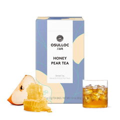 Osulloc front box showing honey pear tea, highlights convenience and premium origin