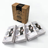 Otter Kingdom front packaging showing smoked oysters in pure olive oil, convenient portable gourmet