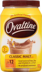 Ovaltine classic front canister showing label and package benefit