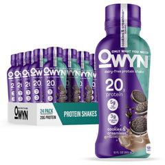 OWYN front packaging showing label and 20g protein benefit