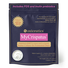 oxiceutics front packaging showing MyCrispatus sachets and benefits