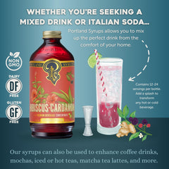 P Portland Syrups syrup pouring texture into glass to show viscosity and mixing benefit