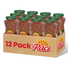 Pace jar front view showing label and mild salsa for easy identification and serving