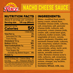 Pace mild nacho cheese pouring from an open can over chips, effortless serving