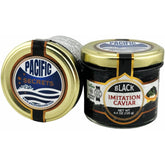 Pacific Secrets jar front view showing label and elegant glass jar benefit presentation