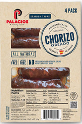 Palacios mini chorizo front packaging showing label and weight benefit ready-to-eat