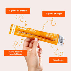 Paleovalley single stick unwrapped on wood for easy snacking