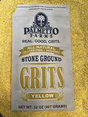 Palmetto Farms creamy cooked grits in a bowl topped with butter, comforting breakfast