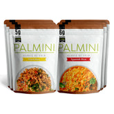 Palmini front packaging flavored rice variety pack showing six 8oz pouches and brand