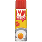 PAM original front packaging showing two 6 oz cans and clear label benefit