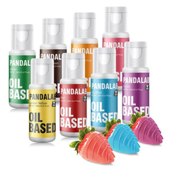 Pandalab eight bottles arranged by color illustrating range and concentrated dosing benefit