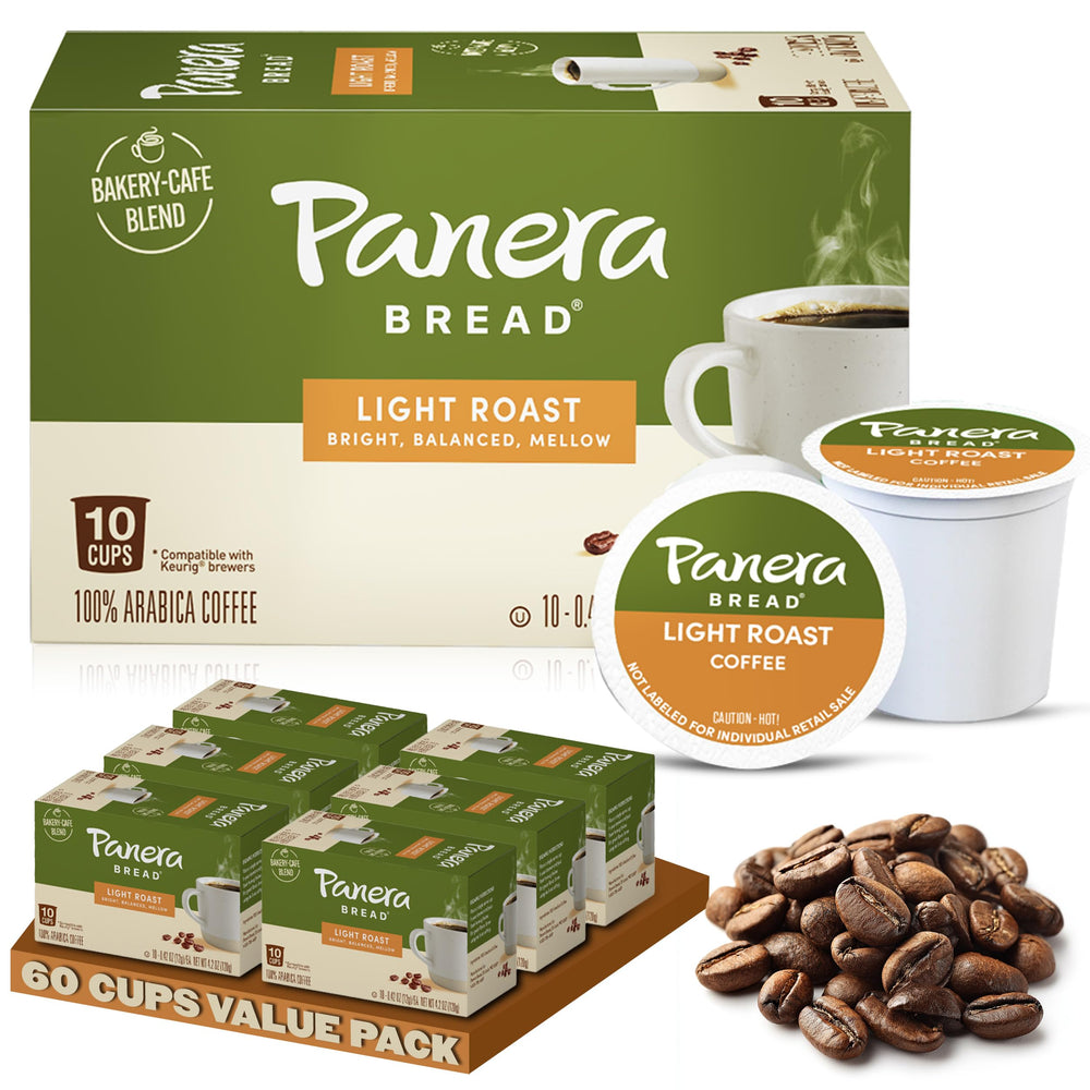 Panera front packaging showing 60 pods and clear branding for pantry storage benefit
