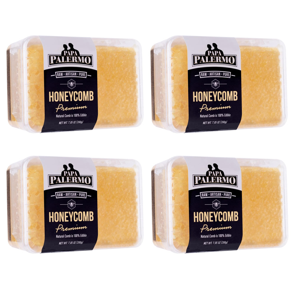Papa Palermo front packaging showing 4-pack honeycomb, natural gourmet appeal