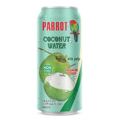 PARROT front packaging showing 16.6 fl oz bottle and label, clear branding and convenience