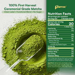Parrox scoop with measured powder demonstrating single-scoop convenience and easy portioning